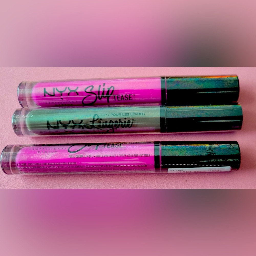 NYX Slip Tease Lip Lacquer Trio - Vibrant Pink and Green New